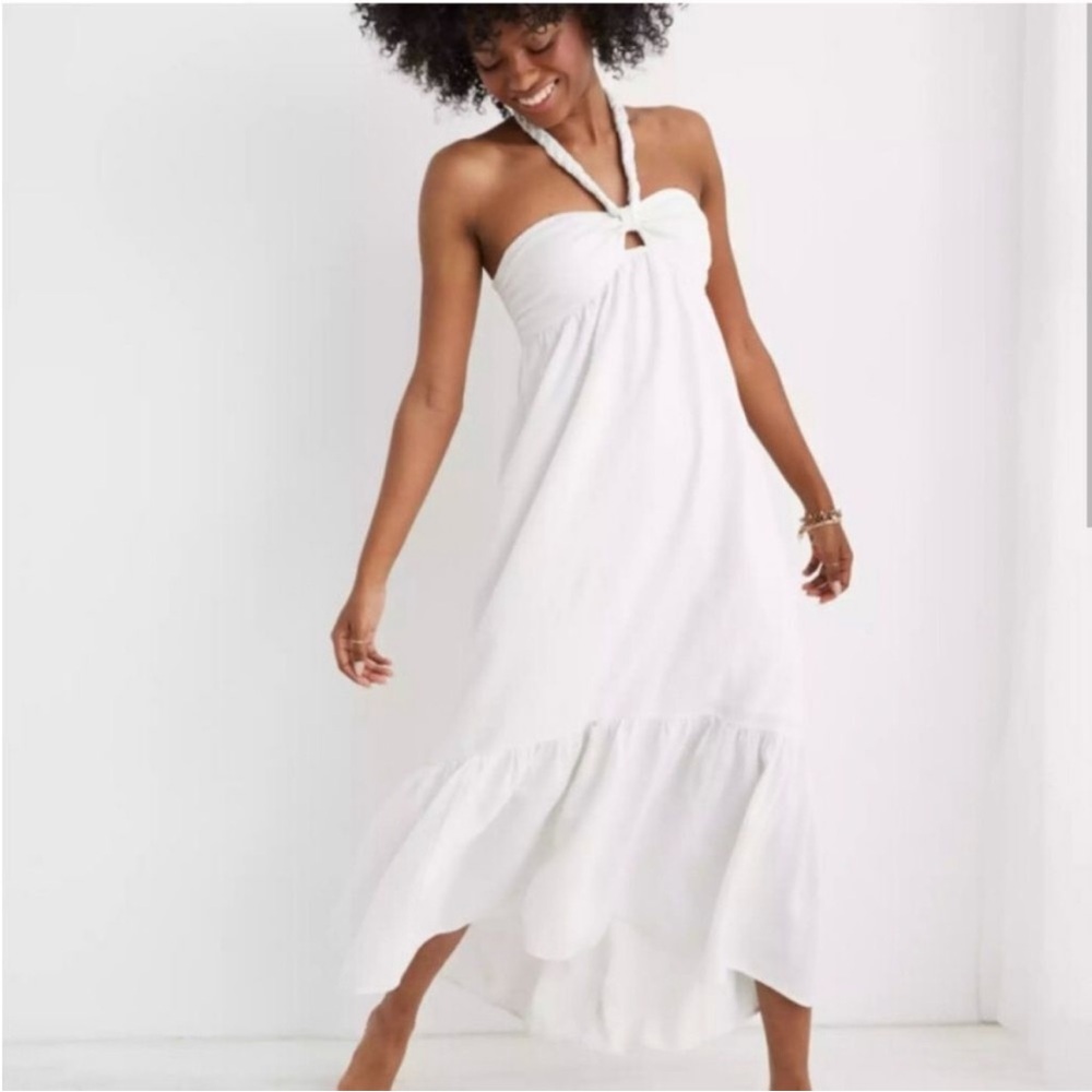 White Aerie braided halter dress
